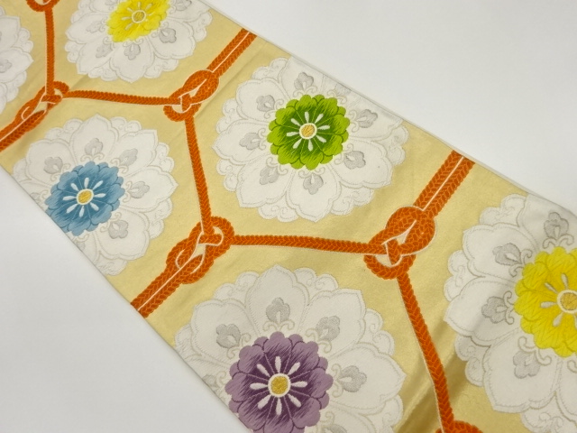 八弁華文に組紐模様織出し袋帯